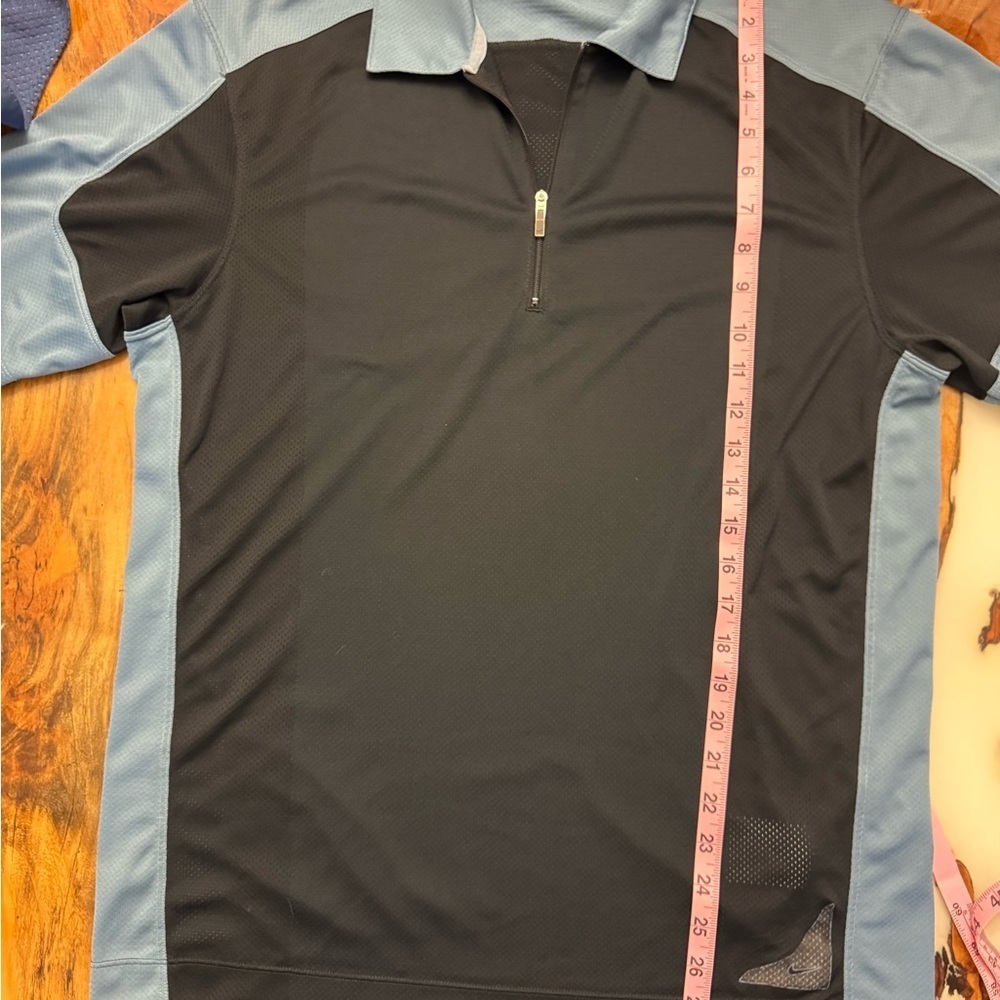 Nike Golf Dri-Fit 1/4 Zip Polo Black Blue Men’s Medium Performance - Picture 3 of 7